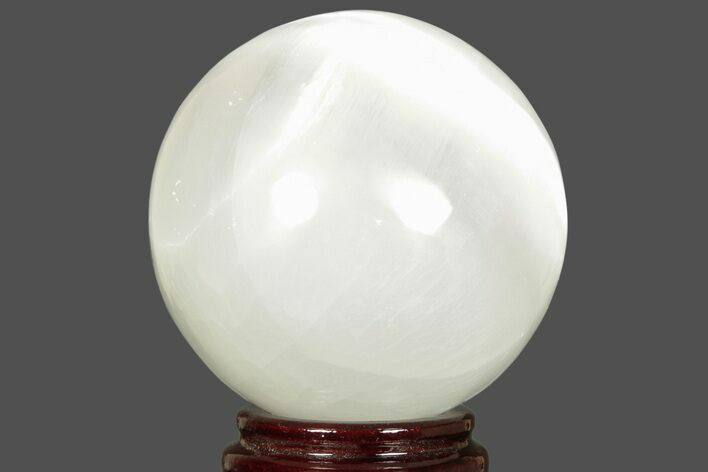 4 1/2" Large "Selenite" (Satin Spar) Spheres - With Stand - Photo 1
